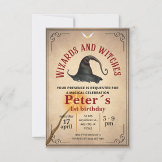 Invitación Wizard School Themed Birthday Party Inv 招待状