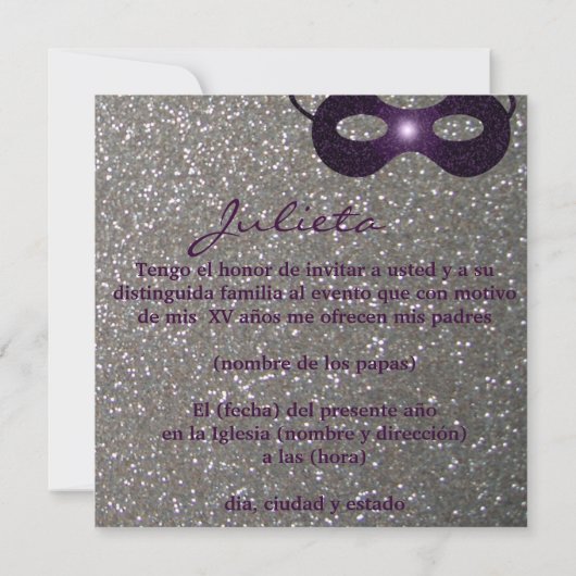 Invitación XV Años 招待状 (裏面)