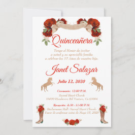 Invitaciones charro Quinceañera Charra Red 招待状
