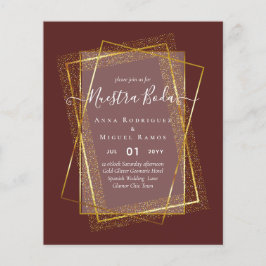 Invitaciones de Boda、スペインのの結婚金ゴールド予算 チラシ