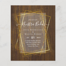 Invitaciones de Boda、スペインのの結婚金ゴールド予算 チラシ