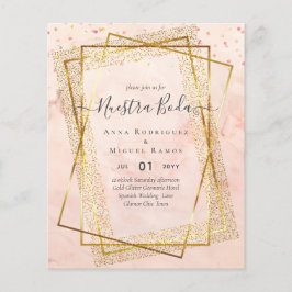 Invitaciones de Boda、スペインのの結婚金ゴールド予算 チラシ