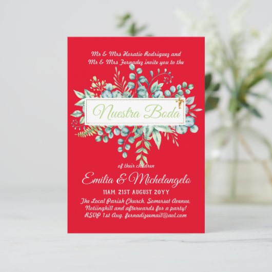 Invitaciones de Boda Baratas HOJAS Modernas (スタンド正面)