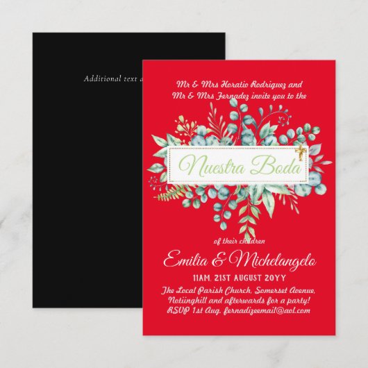 Invitaciones de Boda Baratas HOJAS Modernas (正面/裏面)