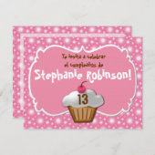 Invitaciones de cumpleanos, Fiesta de Rosaカップケーキ 招待状 (正面/裏面)