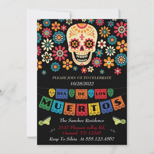 invitaciones dia de los muertos, helloween invite (正面)