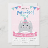 Invitaciones fiesta de cumpleaños cute kitty 招待状 (正面)