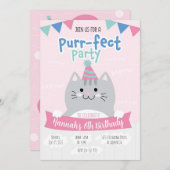 Invitaciones fiesta de cumpleaños cute kitty 招待状 (正面/裏面)