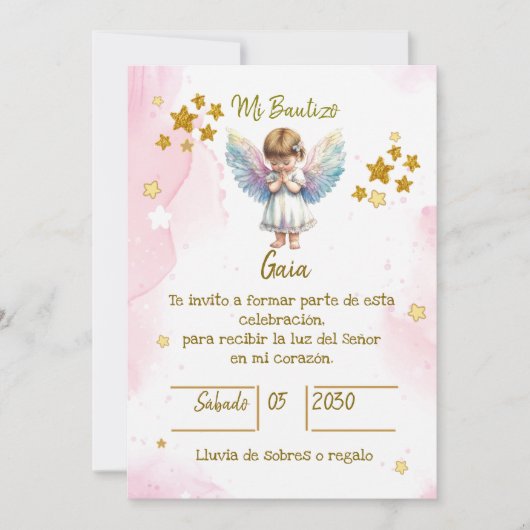 INVITACIONES PARA BAUTIZO DE NIÑA 招待状 (正面)