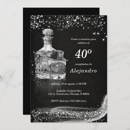 Invitaciones Personalizadas Modernas Para Hombre 招待状 (正面/裏面)