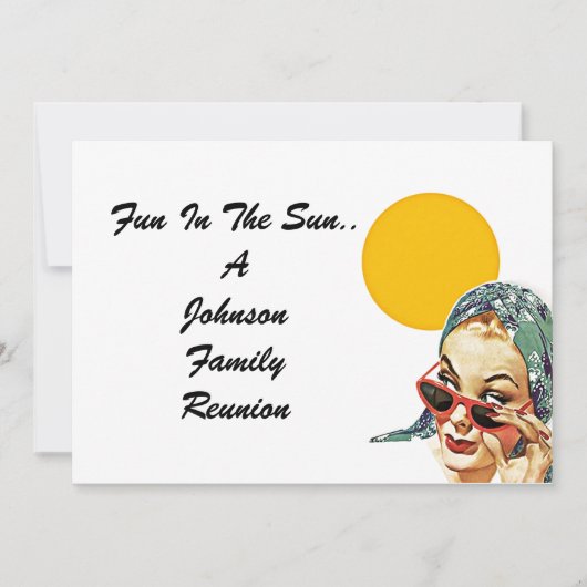 Invitationヴィンテージの家族会の夏の日曜日の女性 招待状 (正面)