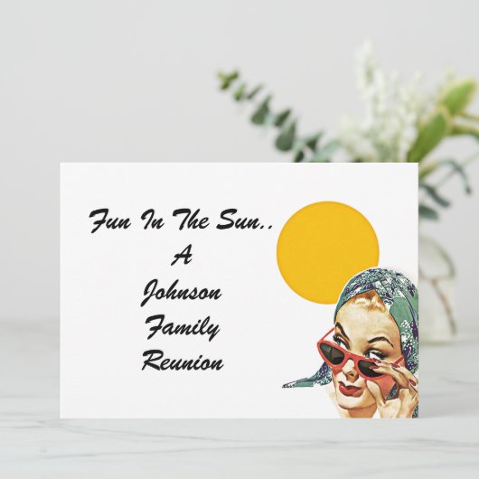 Invitationヴィンテージの家族会の夏の日曜日の女性 招待状 (スタンド正面)