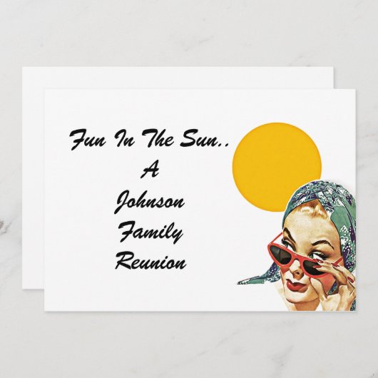 Invitationヴィンテージの家族会の夏の日曜日の女性 招待状 (正面/裏面)