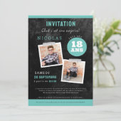  invitation 18ème anniversaire,noir deux photos 招待状 (スタンド正面)