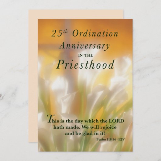 Invitation 25th Ordination Anniversary Priesthood 招待状 (正面/裏面)