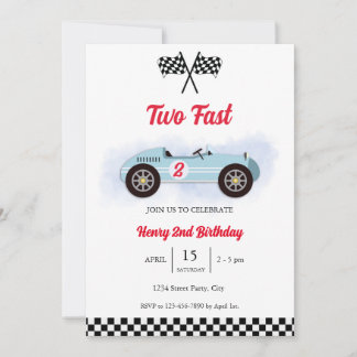 Invitation 2nd Birthday Too Fast, Vintage Race 招待状
