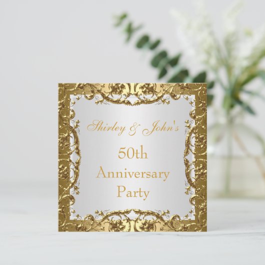 Invitation 50th Anniversary Wedding Party Gold 2 招待状 (スタンド正面)