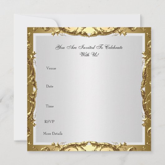 Invitation 50th Anniversary Wedding Party Gold 2 招待状 (裏面)