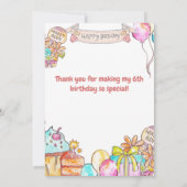 Invitation 6th BirthdayPink Watercolor for Girls 招待状 (裏面)