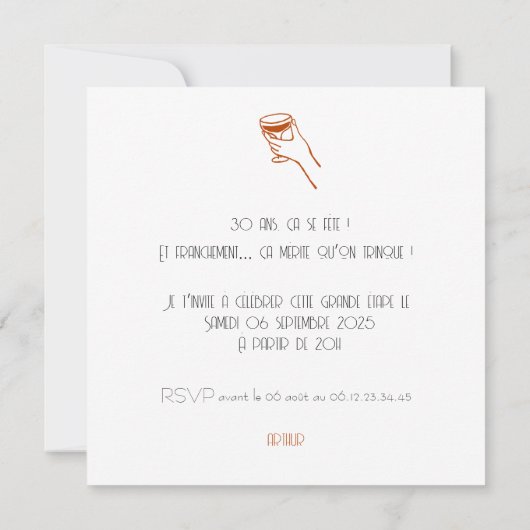 Invitation à trinquer - anniversaire (裏面)