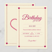 Invitation aesthetic de corazones rosas 招待状 (正面/裏面)