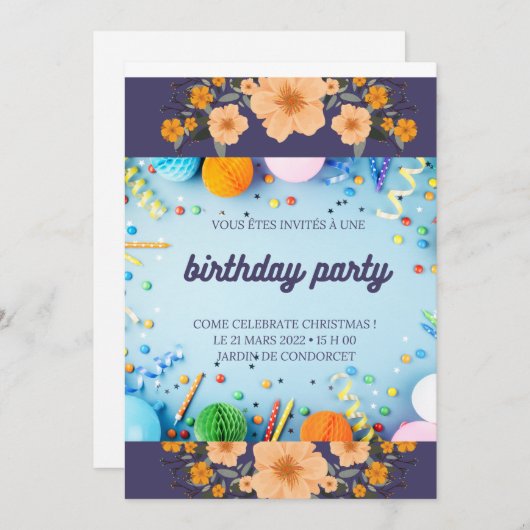 Invitation anniversaire 招待状 (正面/裏面)