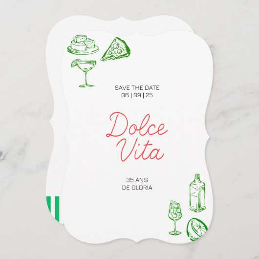 Invitation anniversaire Dolce Vita 招待状 (正面/裏面)