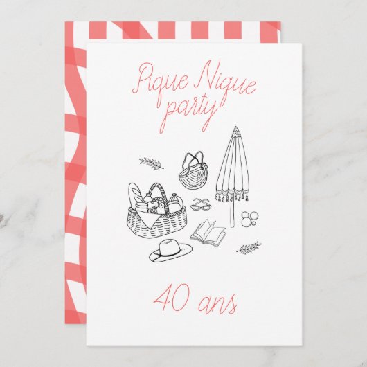 Invitation anniversaire Pique Nique 招待状 (正面/裏面)