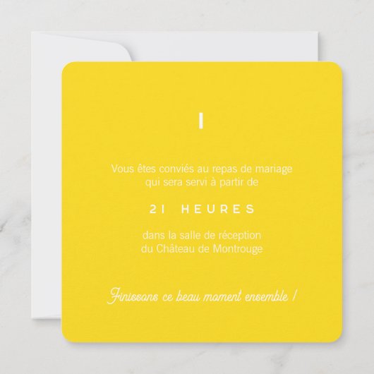 Invitation au repas de mariage - Colorus Jaune  (裏面)