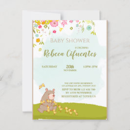 Invitation Baby Shower Bear and duckies ポストカード