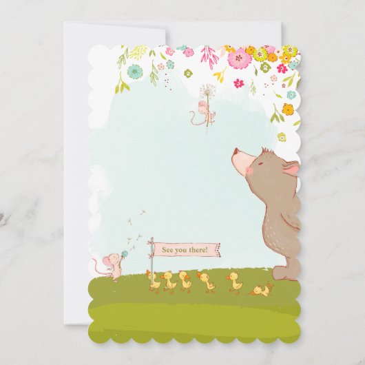 Invitation Baby Shower Bear and duckies 招待状 (裏面)