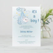  invitation baby shower boy blue , 招待状 (スタンド正面)