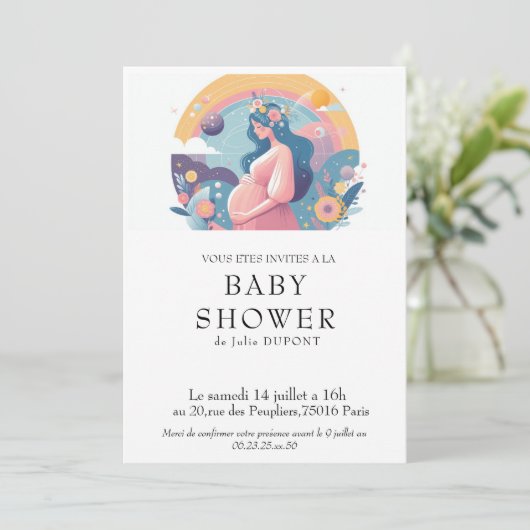 Invitation baby shower en français 招待状 (スタンド正面)