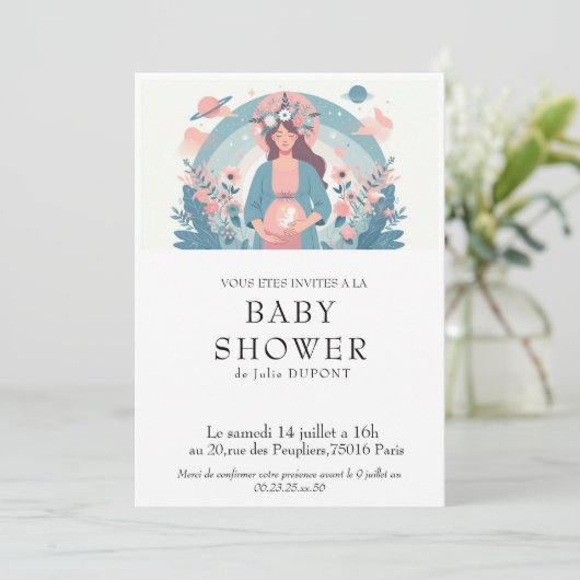 Invitation baby shower en français 招待状 (スタンド正面)