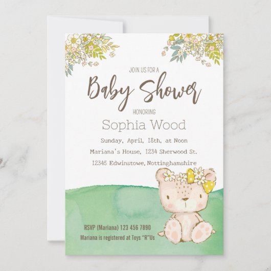 Invitation Baby Shower Little Bear 招待状 (正面)