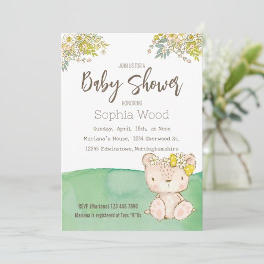 Invitation Baby Shower Little Bear 招待状 (スタンド正面)