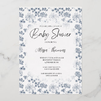 Invitation baby shower Toile Desing-Customizable 箔招待状