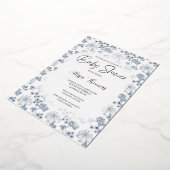 Invitation baby shower Toile Desing-Customizable 箔招待状 (回転した状態)