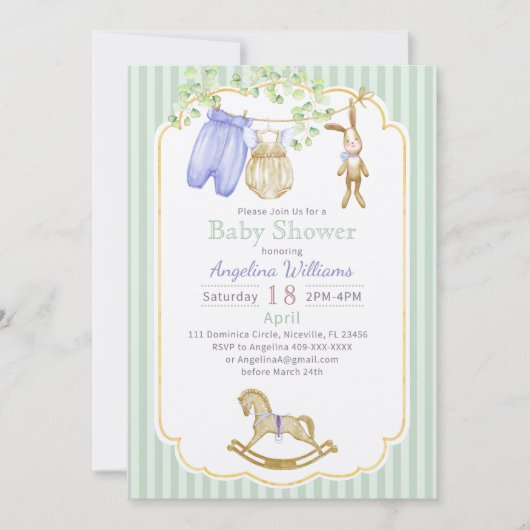Invitation baby shower with charming designs. 招待状 (正面)
