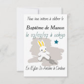 Invitation baptême petit lapin blanc 出欠カード (正面)