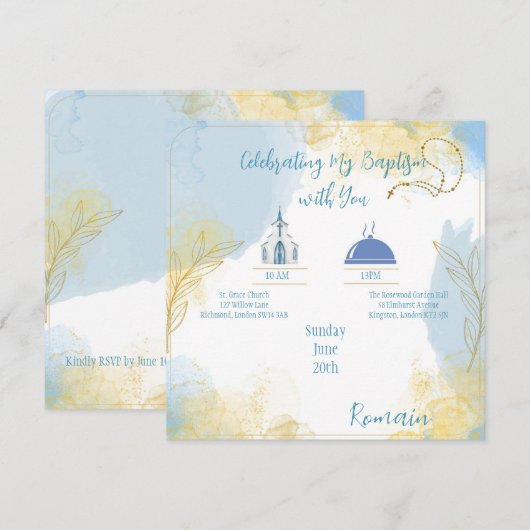 Invitation  Baptism Celebration  招待状 (正面/裏面)