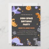 Invitation Birthday Dino Space for Boys Editable 招待状 (正面)