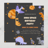 Invitation Birthday Dino Space for Boys Editable 招待状 (正面/裏面)