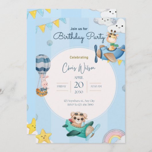 Invitation birthday for kids  招待状 (正面/裏面)