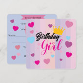 Invitation birthday for young girls 招待状 (正面/裏面)