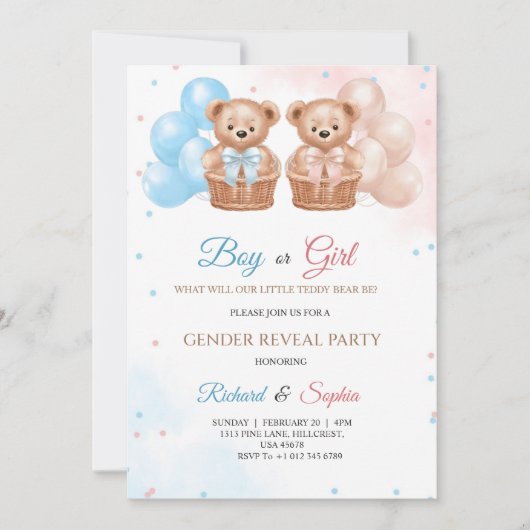 Invitation card for gender Reveal party  招待状 (正面)