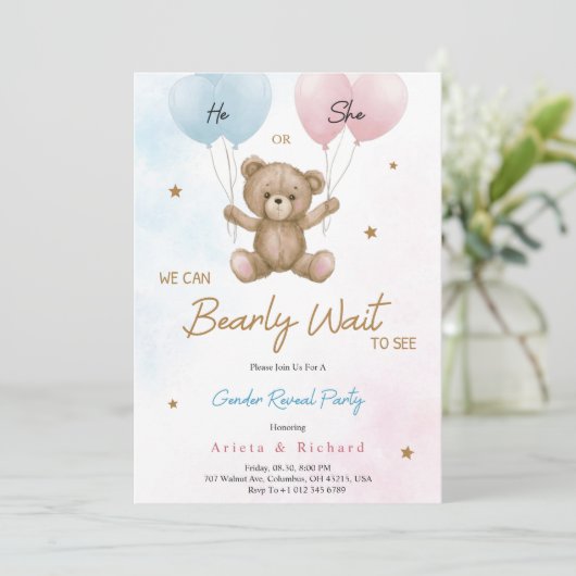 Invitation card for gender reveal party 招待状 (スタンド正面)