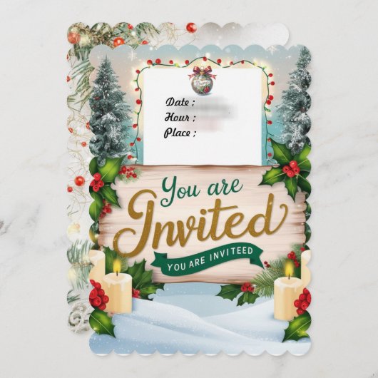 Invitation chrismas you'are invited 招待状 (正面/裏面)