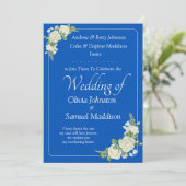 Invitation Cobalt Blue & White Roses Wedding 招待状 (スタンド正面)