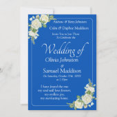 Invitation Cobalt Blue & White Roses Wedding Suite 招待状 (正面)